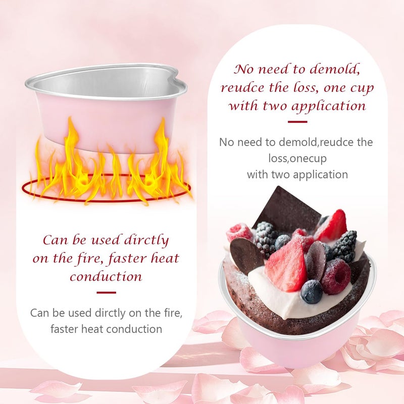 EQUNROY 30 Pcs Heart Shaped Cake Pans with Lids, Mini Pink Aluminum Foil Baking Tins 3.4 Oz, Disposable Cupcake Containers for Valentine's Day, Mother's Day, Wedding, Party - Image 3
